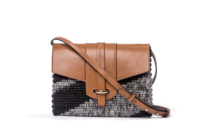 Zodwa Woven Clutch in Black & Tan